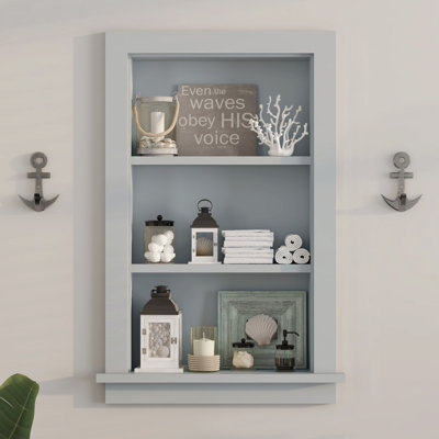 17.5"w X 4"d X 26.4"h Wall Niche Double Shelf Wood Recessed Shower Niche Cabinet Rectangle
