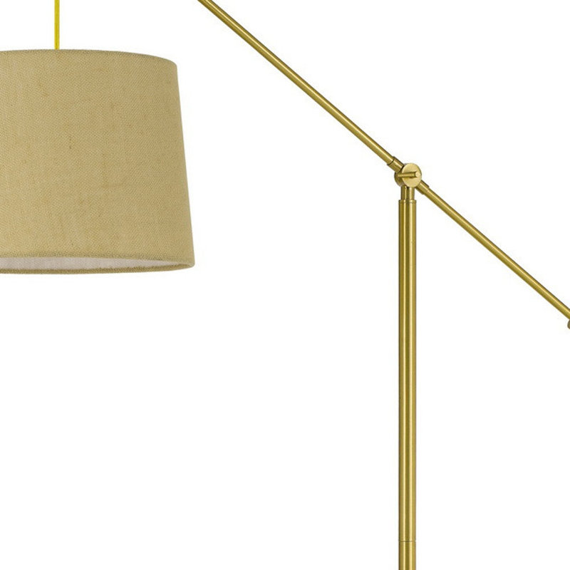 68" Adjustable Traditional Shaped Floor Lamp With Drum Shade, Brass