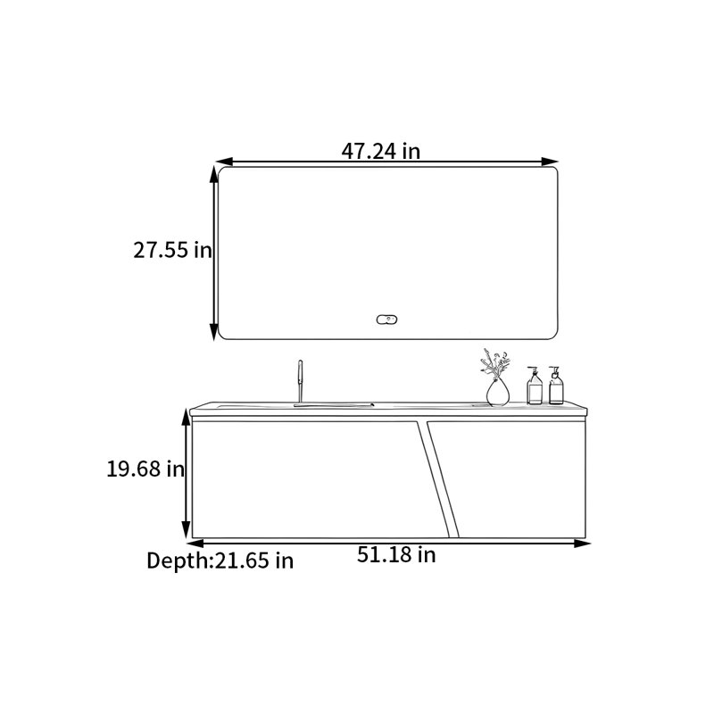 Simple and modern style bathroom cabinet, 51"