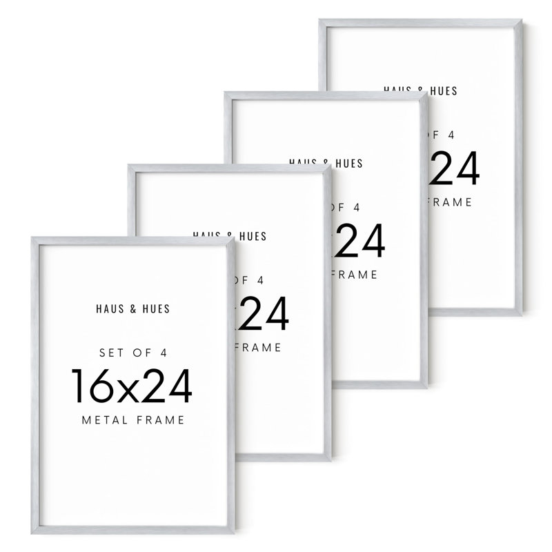 Cadre photo en métal, Argent, L 9 po x H 12 po