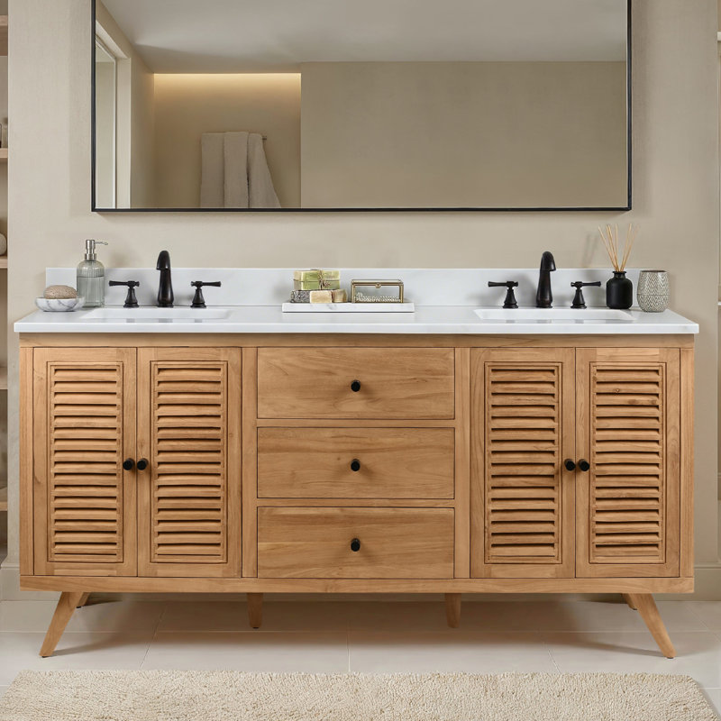 Harper 73" Double Bathroom Vanity, 73, Carrara White Marble
