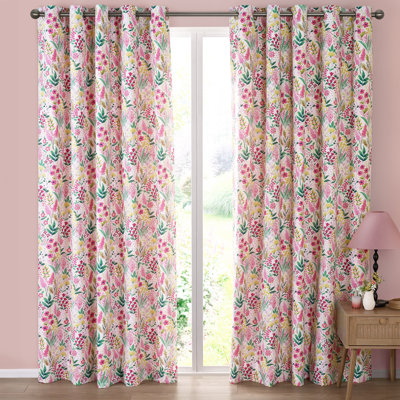 Tilly Floral Fully Reversible Eyelet Curtains