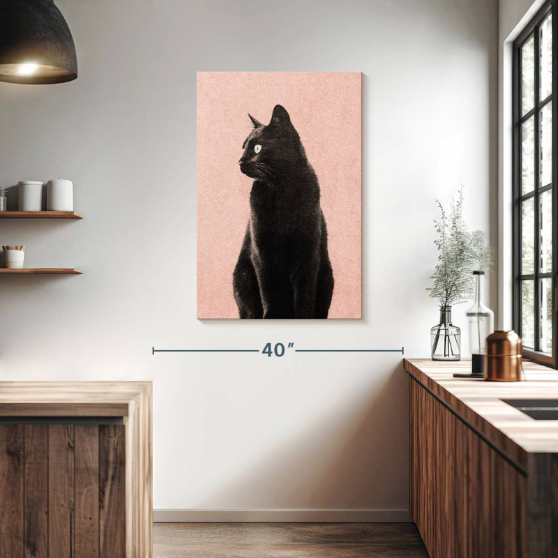 Chat noir Brampt pêche, H 39 po x l 26 po