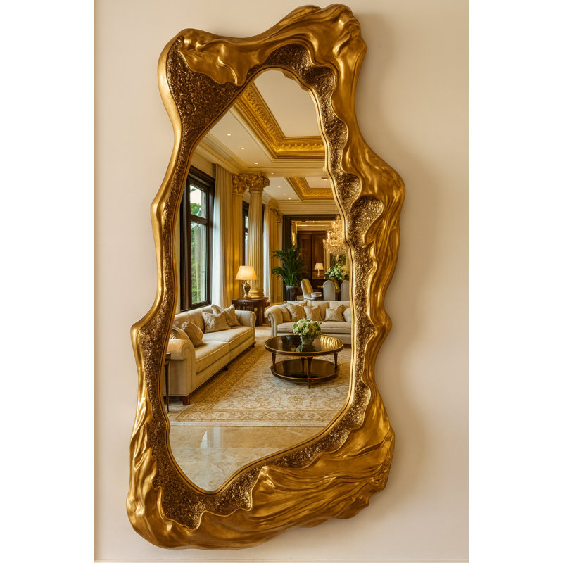 Miroir luxueux or sculpté