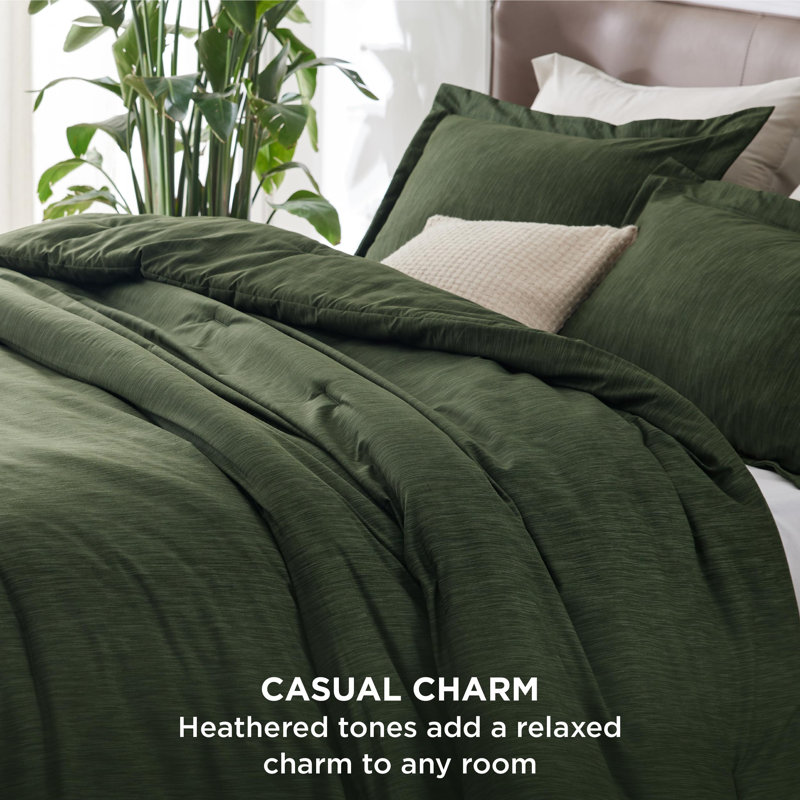 Bedsure Cationic Dyed Printed Comforter Set, Oversized King Comforter + 2 Standard Shams, Bronze Green