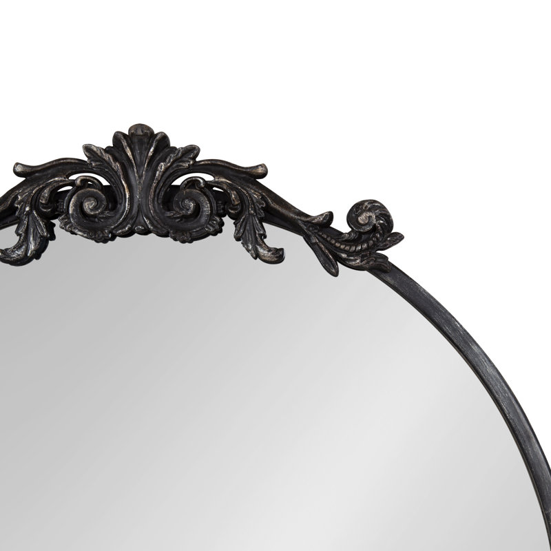 Emden Metal Round Mirror, Black