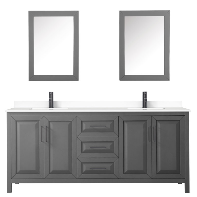 Daria 80'' W Double Vanity, Dark Gray, Polished Chrome