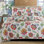 Ensemble de courtepointe réversible en microfibre vert / rouge / orange 3 pièces 