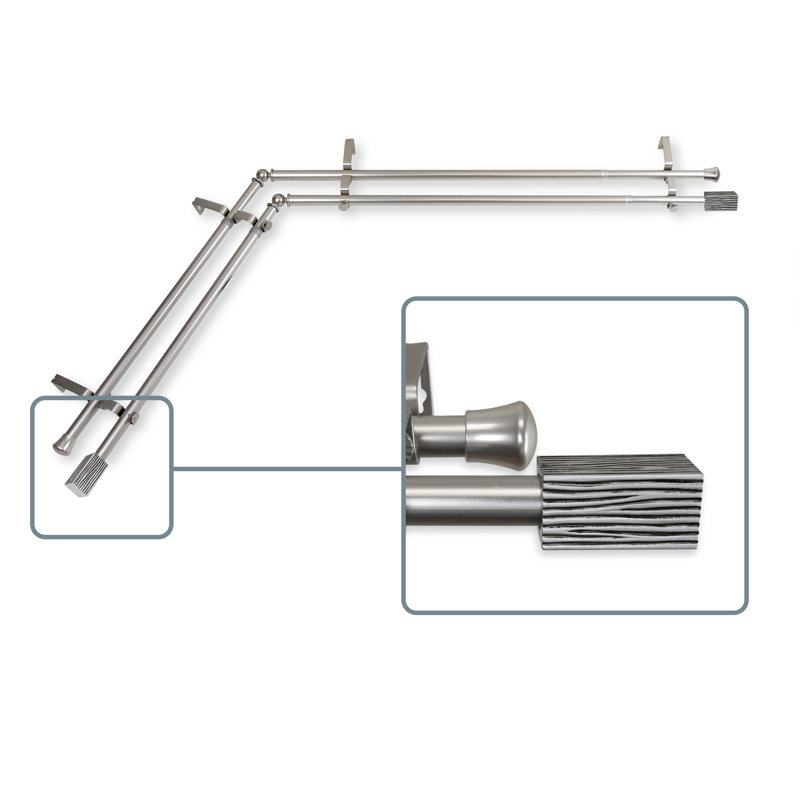 Ensemble de tringle à rideaux double et quincaillerie Anzalone, H 66 po x l 120 po, Nickel satiné