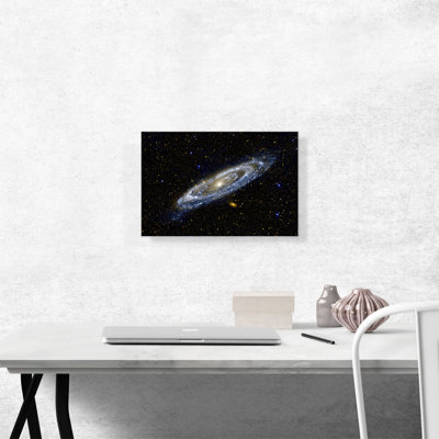 " Andromeda Spiral Galaxy In Blue Hubble Telescope "