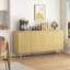 Buffet 59 pouces en bois naturel avec 4 portes et tablettes réglables pour la cuisine et le salon
