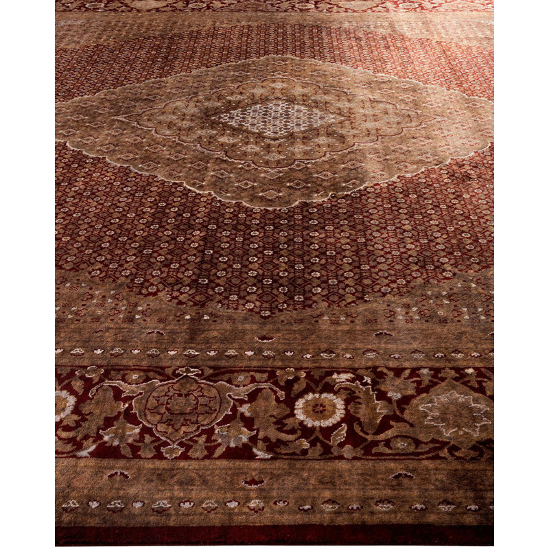 Tapis noué à la main Mazarine, unique en son genre - brun