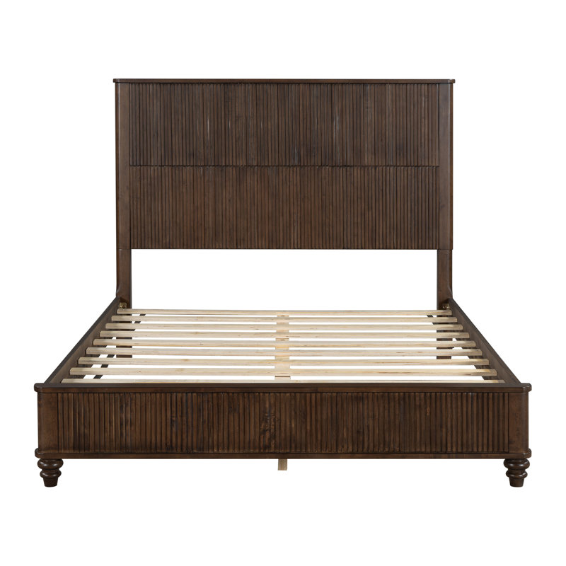 Grand lit plateforme cannelé Sawyer, Noyer, Grand