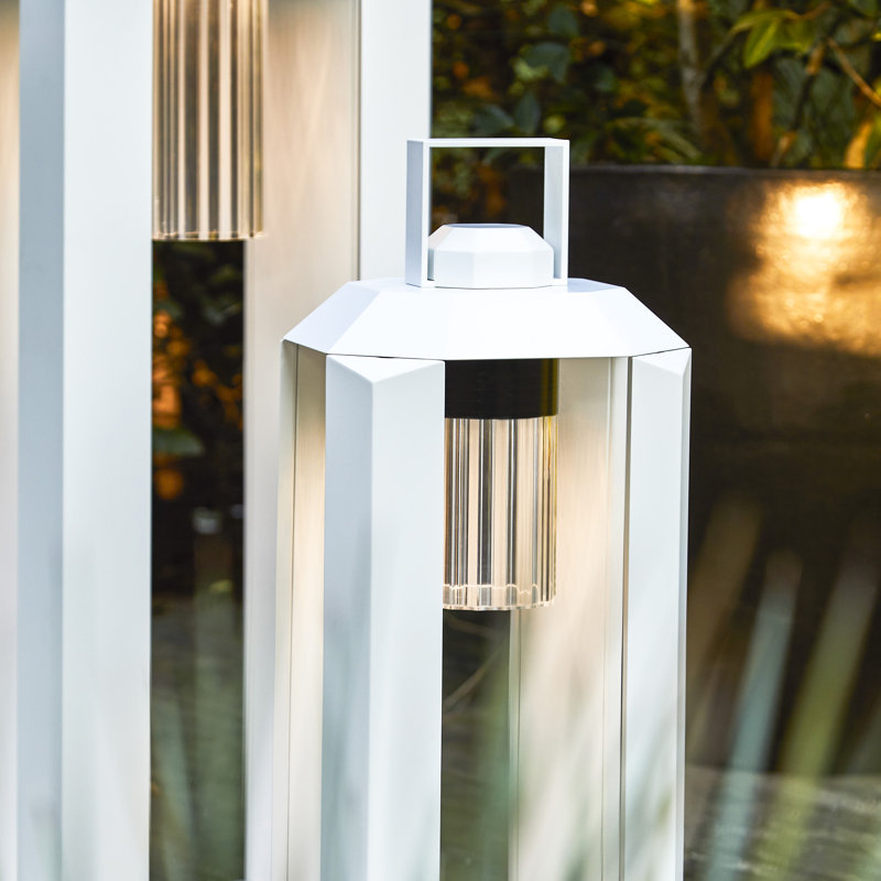 Cube Outdoor Lantern Small Battery, 28.3" H x 9.6" W x 9.6" D, Matt White