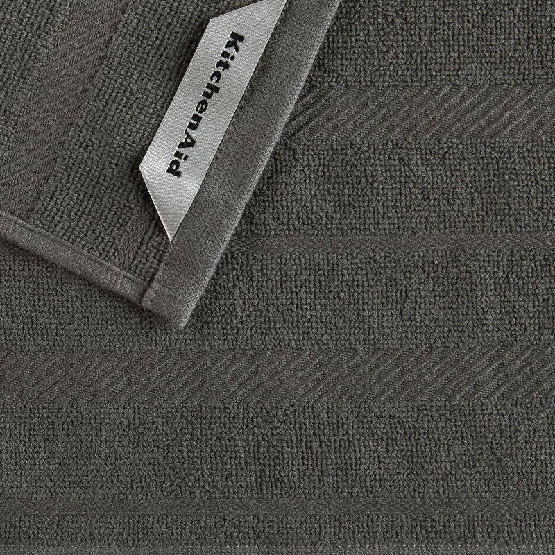 KITCHENAID Albany Dishcloth 8 Pack Set, 12"x12", Dark Gray