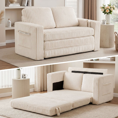 59'' Boneless Loveseat Sofa Bed, Upholstered Sleeper Couch for Small Spaces, Apartment and Living Room
