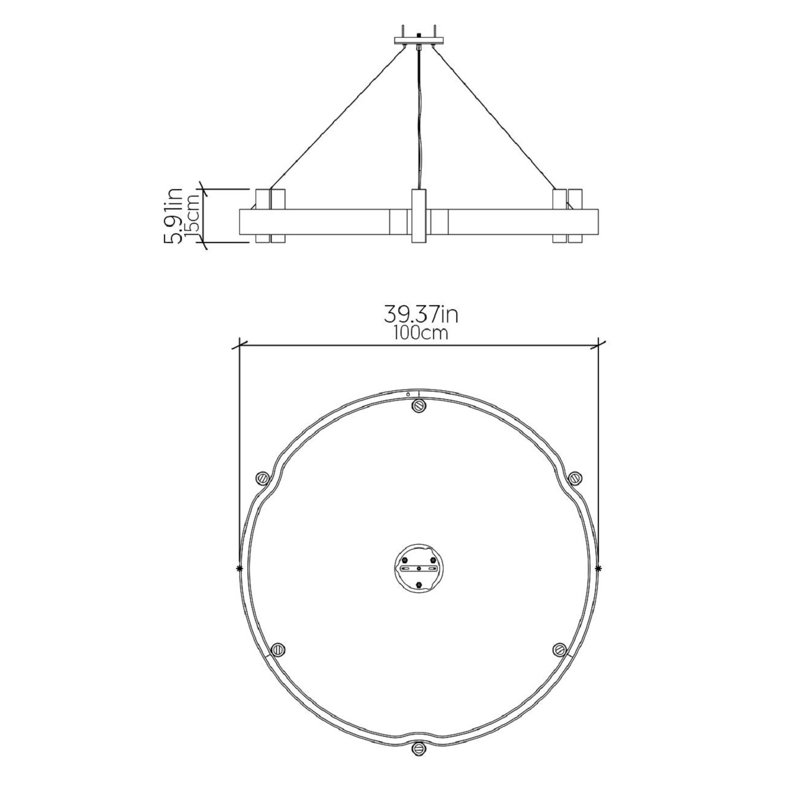 Flow 6 - Light Pendant, 118" H x 39.37" W x 39.37" D, Imbuia
