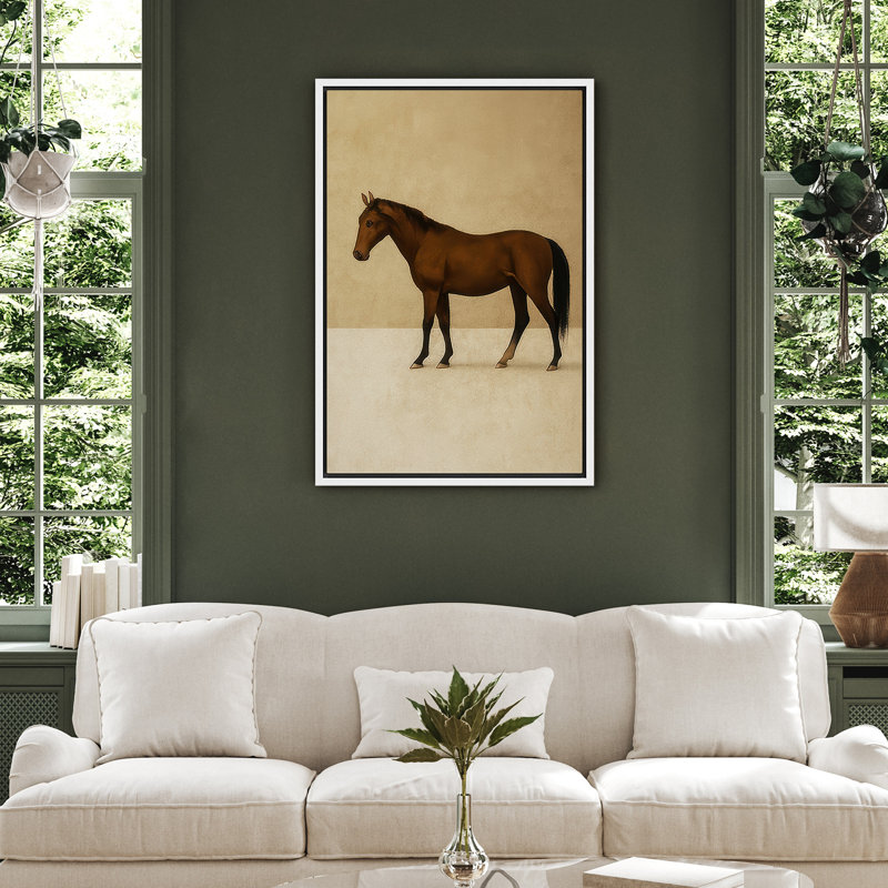 Impression d'art sur toile encadrée, "Brown Horse", H 24 po x l 16 po, Impression dans un cadre flottant sans passe-parto