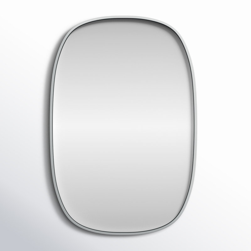 Sabine Metal Curved Oval Wall Mirror, Silver, 36" x 24"