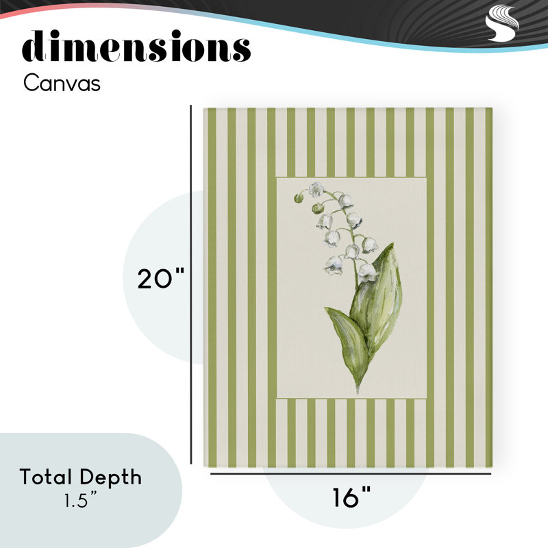 Toile rayée «Lily Of The Valley», design par Lisa Wehmeyer, H 20 po x l 16 po