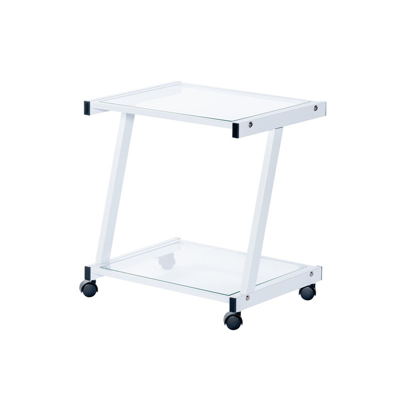 Chariot-bar Glenmore, Blanc, Verre transparent