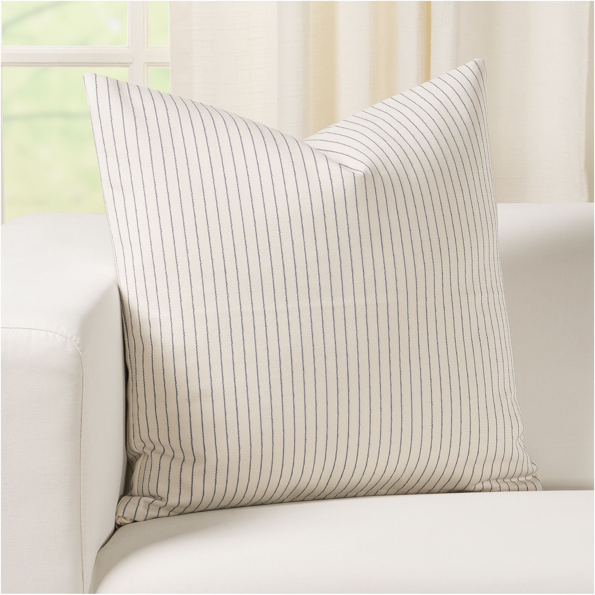 Hadwyn Geometric Cotton Throw Pillow, Square 16", Polyester, Chambray