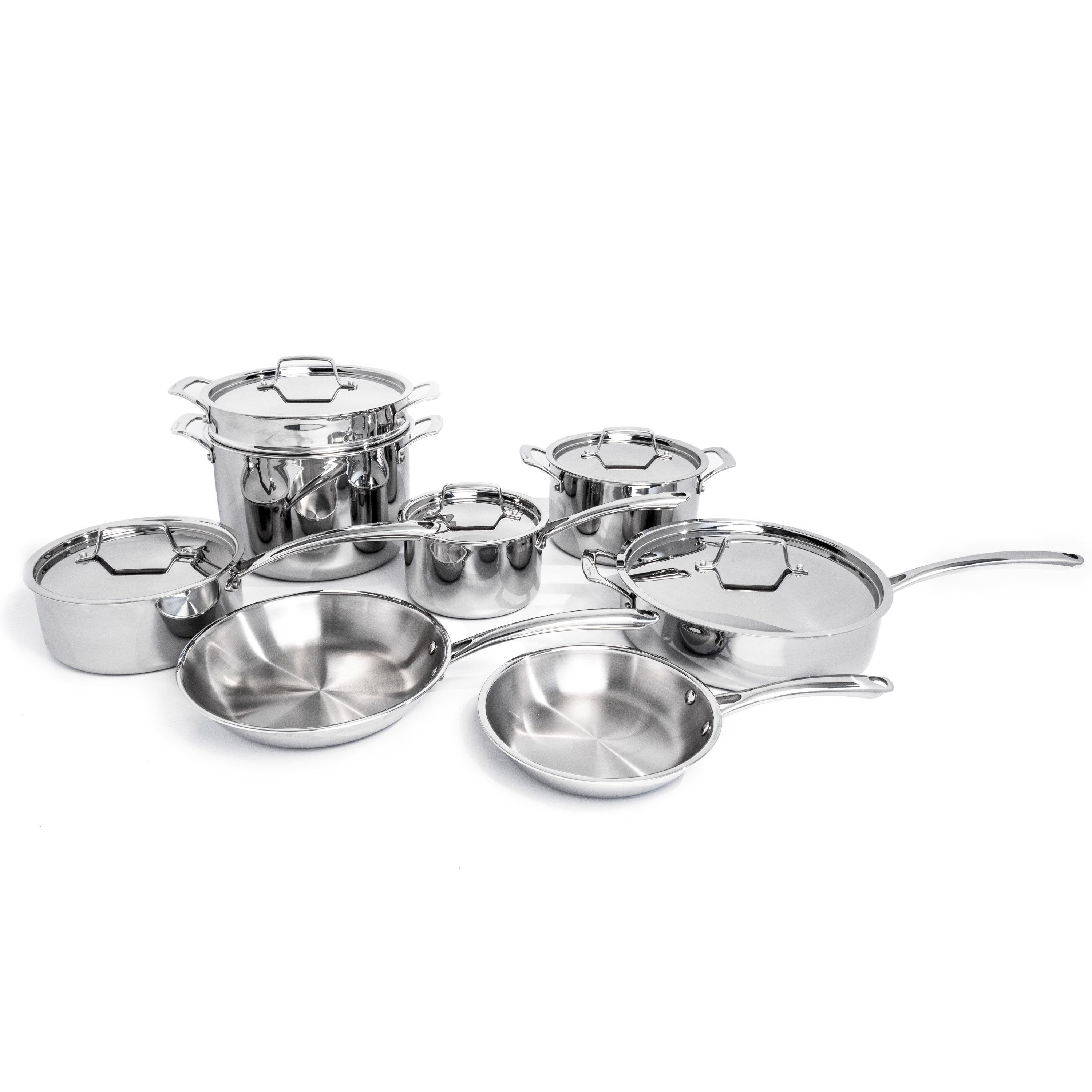 BergHOFF Professional 13pc Tri-Ply 18/10 Stainless Steel Cookware Set ...