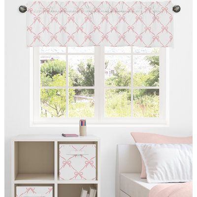 Ballerina and Ballet Bows Microfiber 54" Window Valance in Pink and White