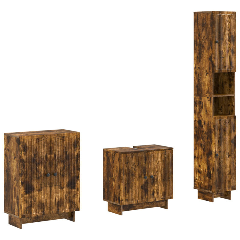 Bathroom Storage Furniture Set, Smoked Oak