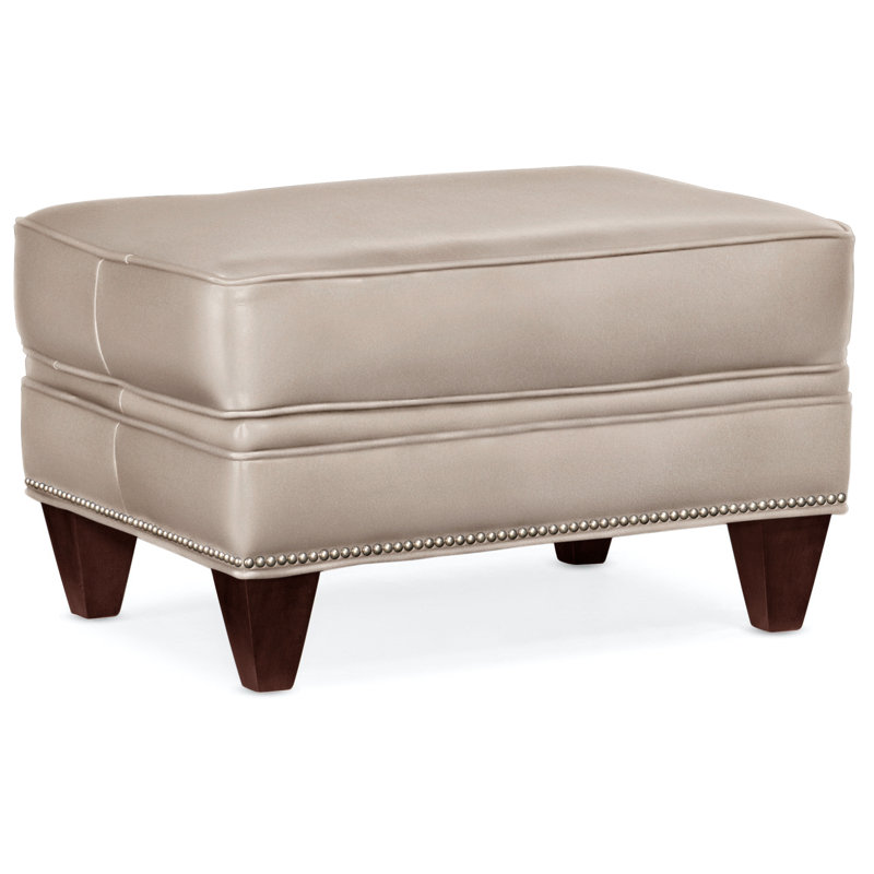 Reddish Ottoman, Nickel, Mahogany, Rio Mineral Genuine Leather