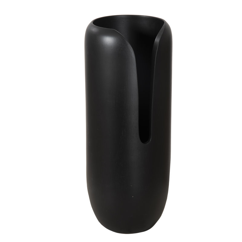 Interval Wood Vase, 15" H x 6" W x 6" D, Black