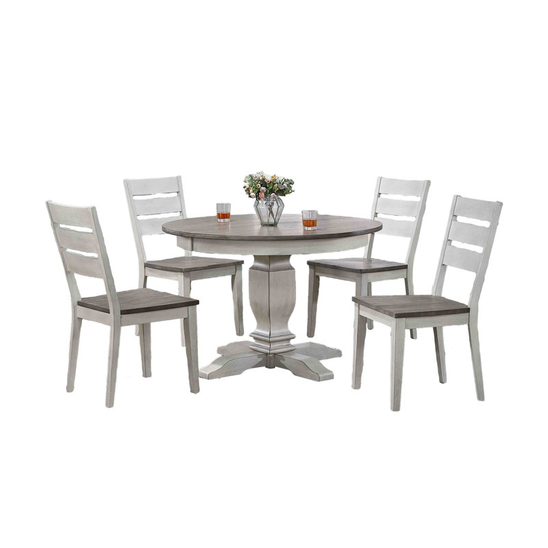 Ensemble de salle à manger extensible en bois massif 5 pièces Hermelindo