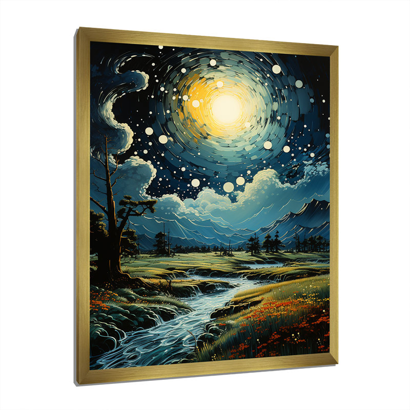 Letta Rager Storms Pointillism II, reproduction d'art sur toile, Encadrement doré, H 20 po x l 12 po x P 1 po
