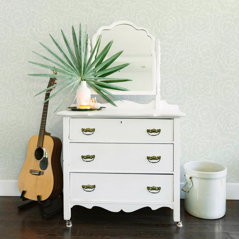 Periwinkle Floral Wallpaper Roll, Green
