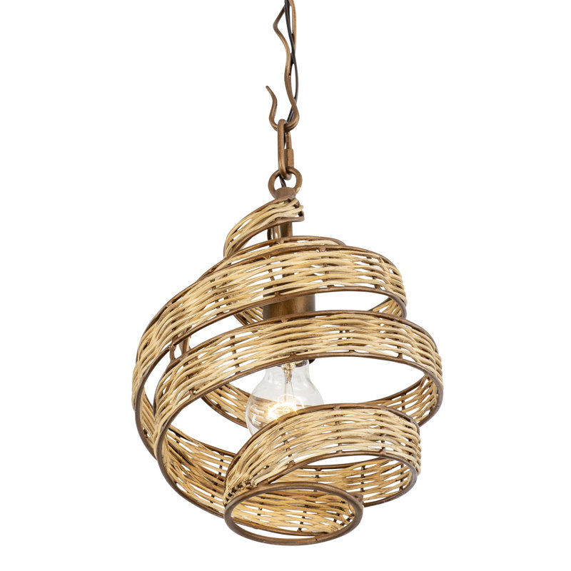 Flow 1-Light Twist Mini Pendant - Baguette/Natural Rattan