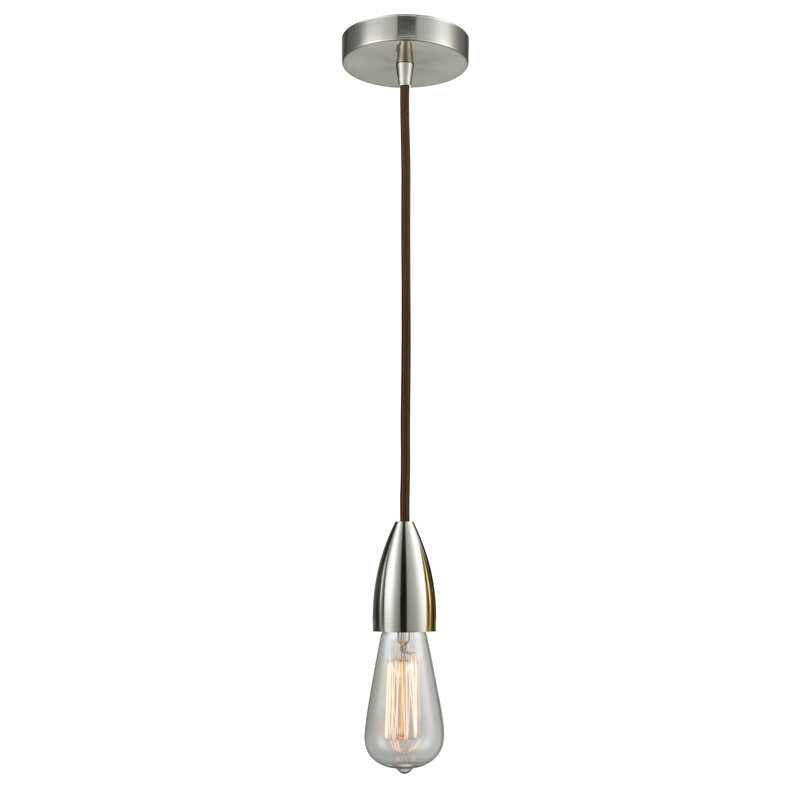 Cecile 1 - Light Single Pendant, Satin Nickel/Brown