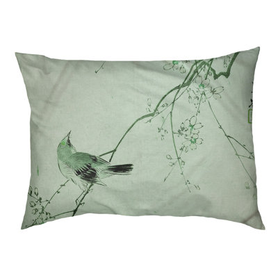 Coussin rétro pour chien en aquarelle et fleur d’oiseau japonais Carmean
