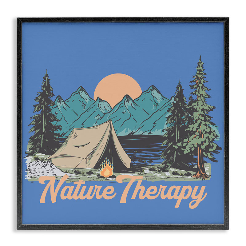 Giclée de camp de thérapie par la nature rétro, design par Jedco Brands, Inc., H 17 po x l 17 po, Giclée encadrée noir minuit