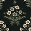 Papier peint floral noir rétro