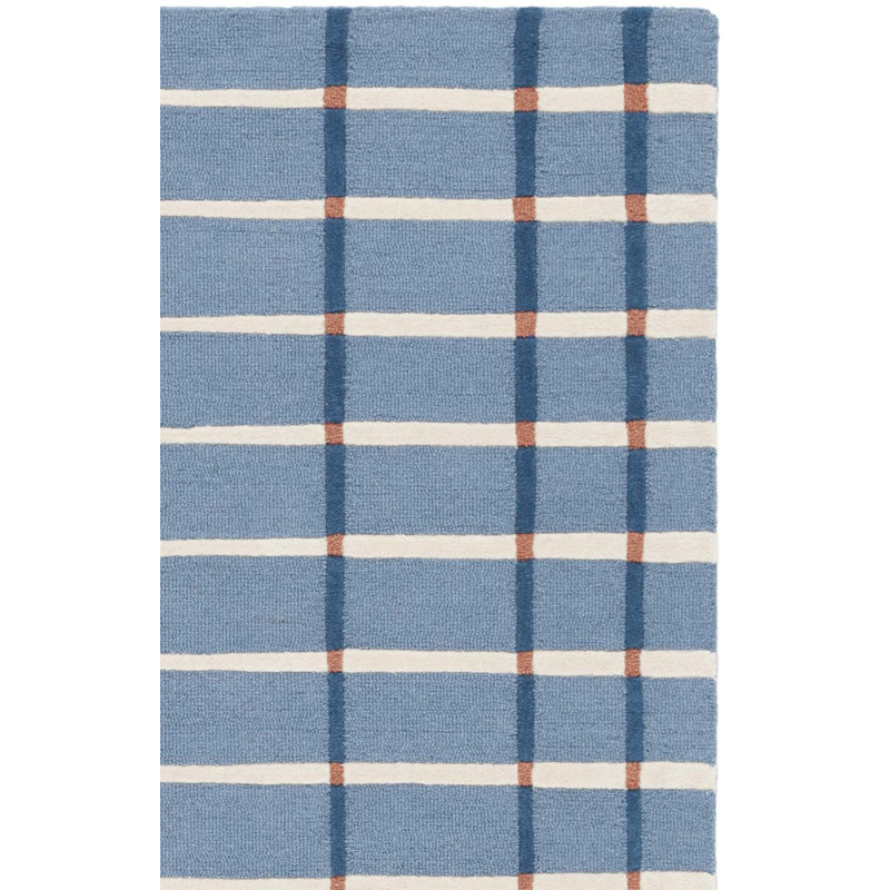 Zoticus Handtufted Wool & Cotton Striped Rug in Blue/Ivory, Runner 2'3" x 11'