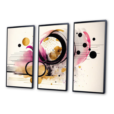 Rose abstrait - 3 pièces sur toile
