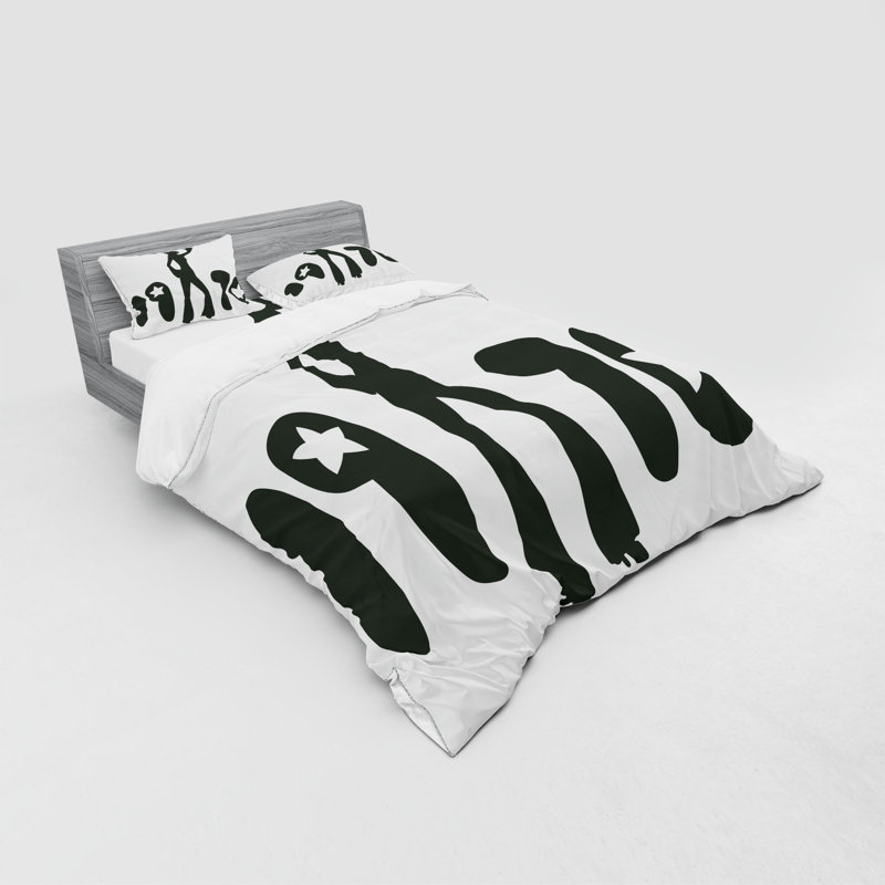 Ensemble de housse de couette en microfibre noir / blanc, Housse de couette grand + 3 pièces supplémentair