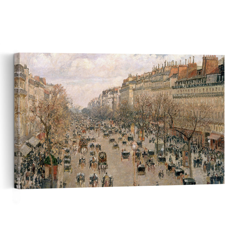 Boulevard Montmartre, Soleil de l'après-midi, 1897 - Estampe d'art mural contemporaine abstraite impressionniste représentant un oiseau en ville