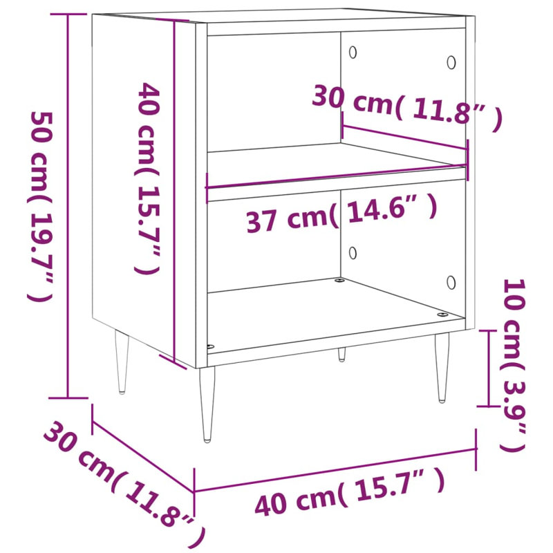 Lavonne 40cm W Manufactured Wood Bedside Table, Sonoma Oak