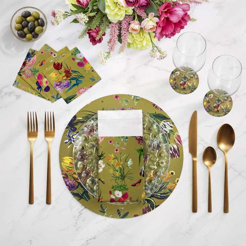 Sous-verres ronds en cuir Flora Fauna, Acide