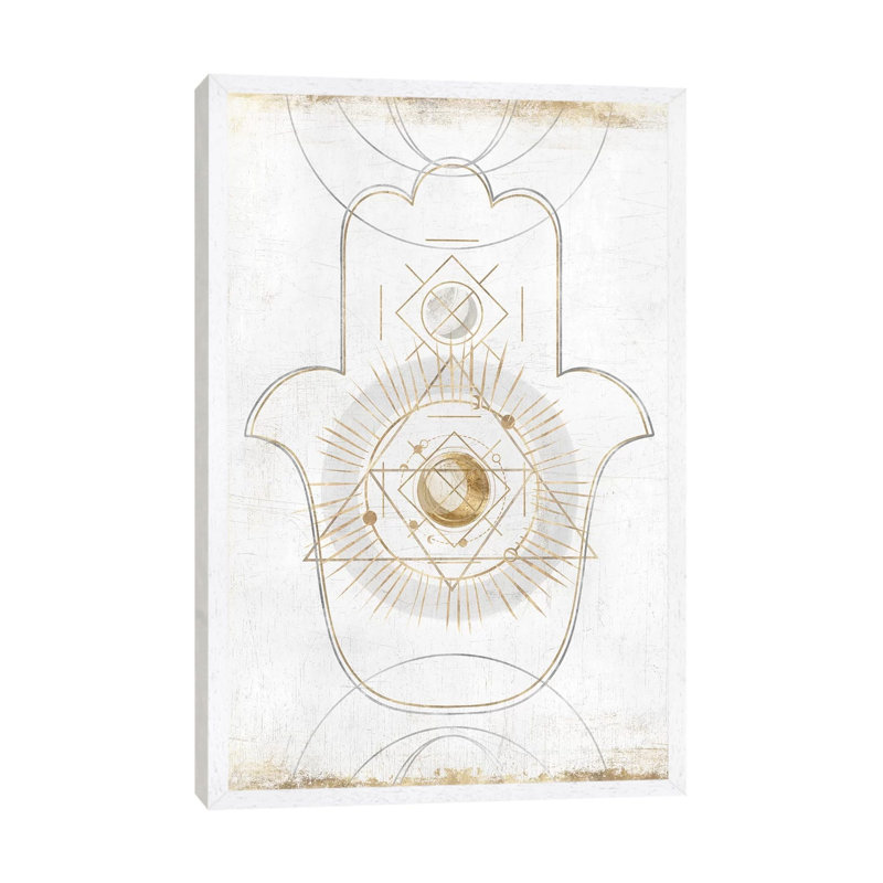 Gold Hamsa II by Isabelle Z - Print on Canvas, 101.6 cm H x 66.04 cm W, White Framed