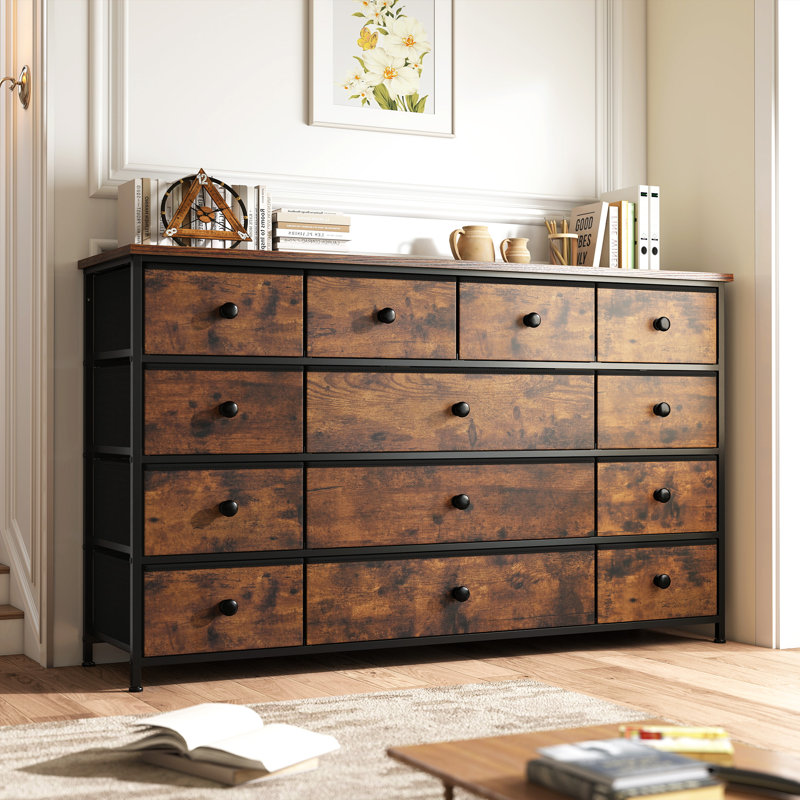 Abdulfatah 13-Drawer Dresser TV Stand – Large Storage Wooden Media Center for Bedroom & Living Room, Brown
