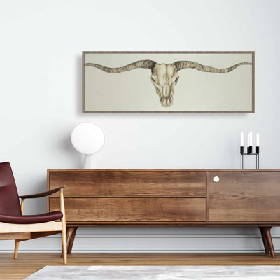 Toile crâne à corne longue | Animal de ferme rustique pour chambre à coucher