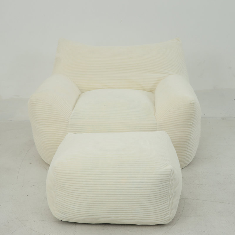 Fauteuil à billes en velours côtelé, Velours côtelé beige
