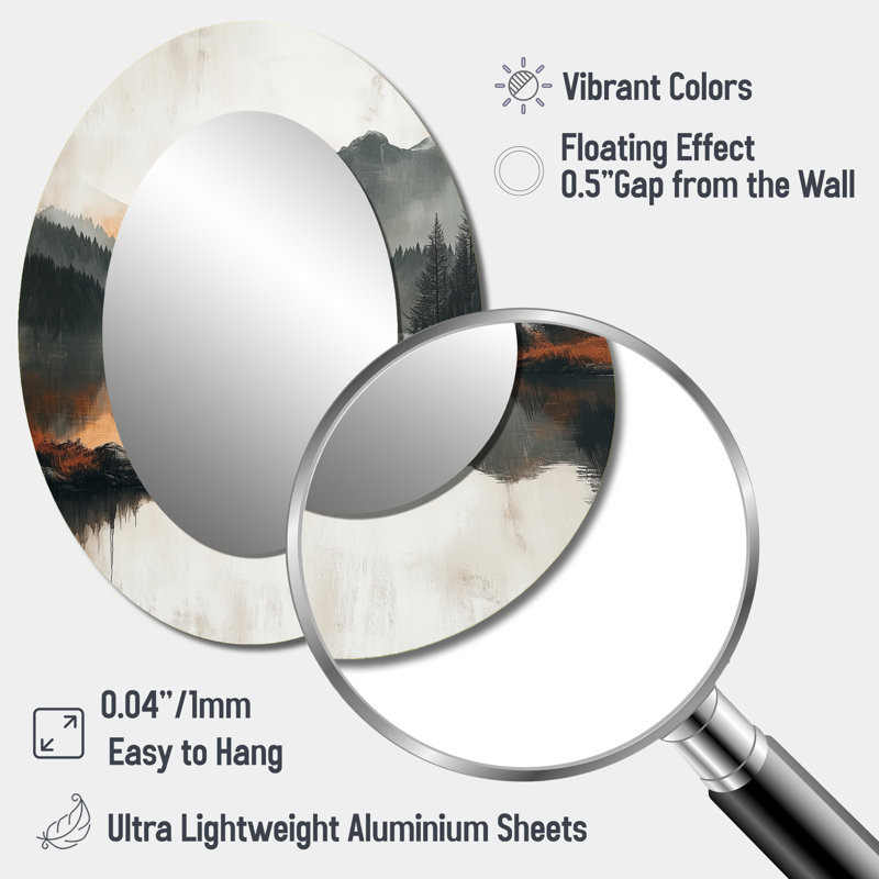 Miroir mural gris et gris, 40 po x 30 po
